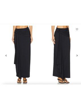 Maygel Coronel Crisol Skirt Womens One Size Black Asymmetric Wrap Jersey Maxi